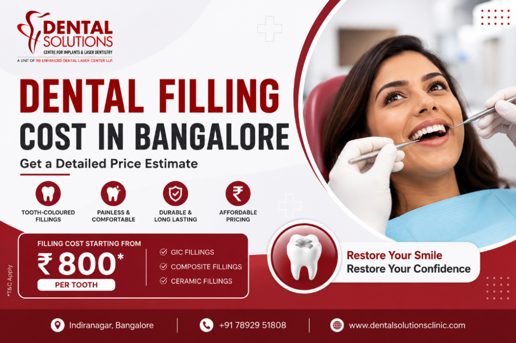 Dental Filling Cost in Bangalore – Composite, GIC & Ceramic Filling Price Guide at Dental Solutions Clinic, Indiranagar