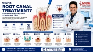 Root canal treatment procedure showing step-by-step treatment to clean and save an infected tooth in Bangalore